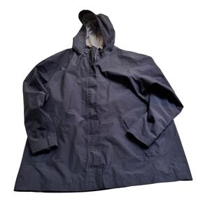 Land's End Goretex Black Hooded Rain Jacket Coat Womens Size XL
